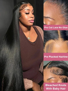 Brazilian Bone Straight Human Hair Wig – 5x5 HD Transparent Lace Front, 200% Density, 40-46 Inch