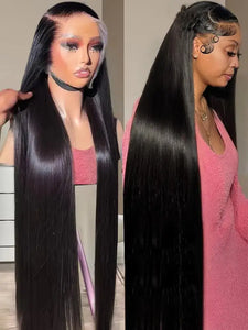 Brazilian Bone Straight Human Hair Wig – 5x5 HD Transparent Lace Front, 200% Density, 40-46 Inch