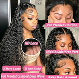 Brazilian Deep Curly 13x6 Lace Frontal Wigs 300% Density Deep Wave Human Hair Wig Natural Human Hair 5x5 Glueless Wigs For Women