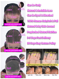 Brazilian Deep Curly Human Hair Wig 13X6/13X4/360 HD Lace Frontal Wig 180/250%Density