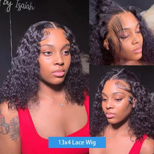 Brazilian Deep Wave Bob Human Hair Wig, 13x4 HD Lace Front, Glueless Wear and Go, Pre-Plucked, 250% Density