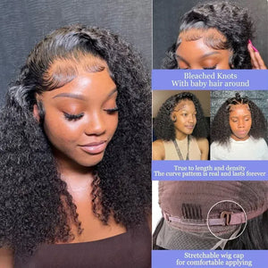 Brazilian Deep Wave Bob Human Hair Wig, 13x4 HD Lace Front, Glueless Wear and Go, Pre-Plucked, 250% Density