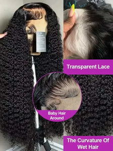 Brazilian Jerry Curly Human Hair Wig, 250% Density, Pre-Plucked HD Transparent Lace Front, 13x4 or 13x6