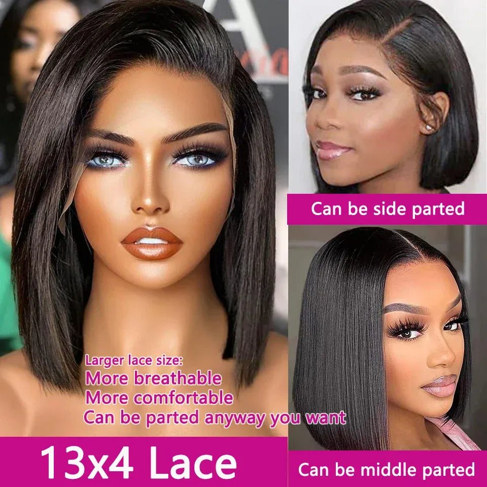Brazilian Straight 13x4 HD Lace Front Wig Short Bob Human Hair Wigs Remy Hair for Black Women 4x4 Lace Closure Bob Wigs Cheap