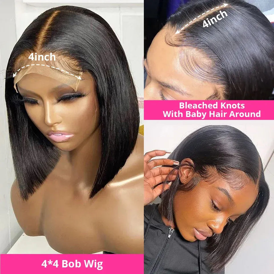 Brazilian Straight 13x4 HD Lace Front Wig Short Bob Human Hair Wigs Remy Hair for Black Women 4x4 Lace Closure Bob Wigs Cheap