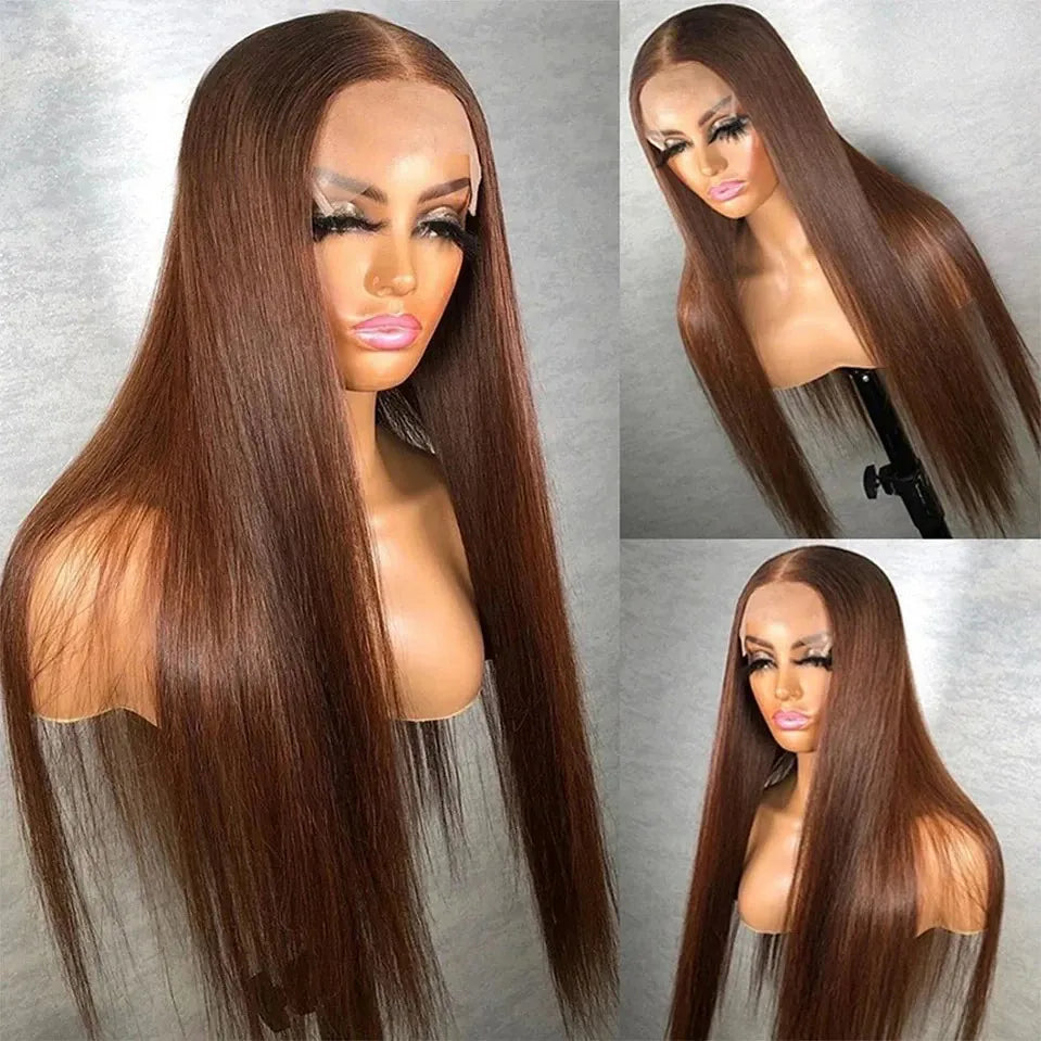 Brown 13x6 HD Lace Frontal Wig 13x4 Straight Human Hair Wigs For Women Chocolate Brown Lace Front Wig Human Hair Brown Wigs Sale