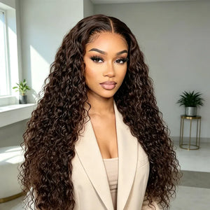 Brown & Blonde Ombre Deep Wave Human Hair Wig, 13x4 HD Lace Front, 200% Density, Pre-Plucked with Baby Hair