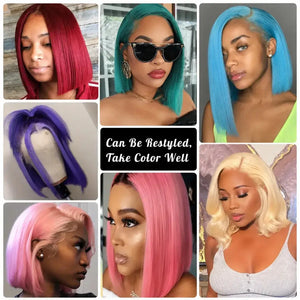 (Bubbles) 613 Blonde Bob Human Hair HD Lace Front Wig 13x4 Brazilian Remy Hair, Straight 150-180% Density, 8-16 Inch