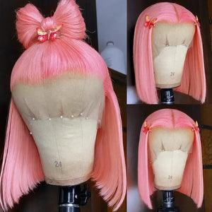 (Bubbles) 613 Blonde Bob Human Hair HD Lace Front Wig 13x4 Brazilian Remy Hair, Straight 150-180% Density, 8-16 Inch