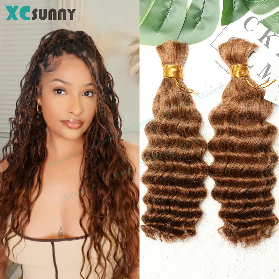 Bulk Human Hair For Braiding Deep Wave Bulk Hair For Boho Braids Double Drawn Bulk Human Hair Bundles Wholesale