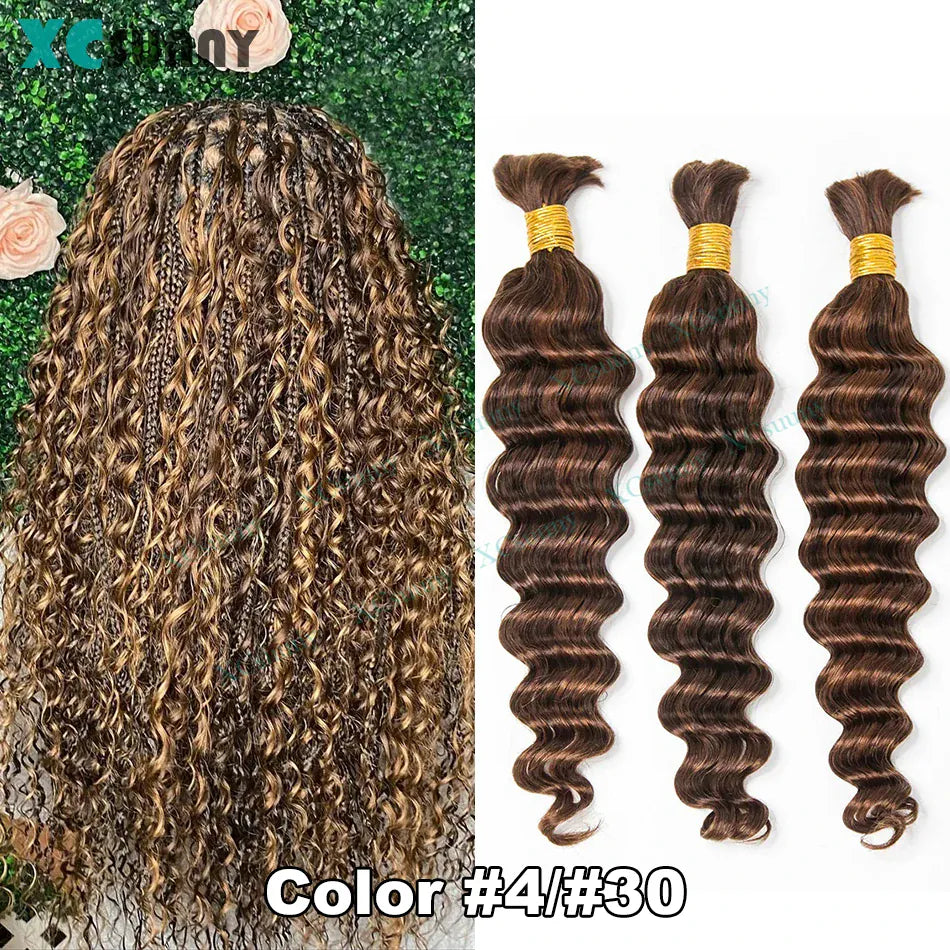 Bulk Human Hair For Braiding Deep Wave Bulk Hair For Boho Braids Double Drawn Bulk Human Hair Bundles Wholesale