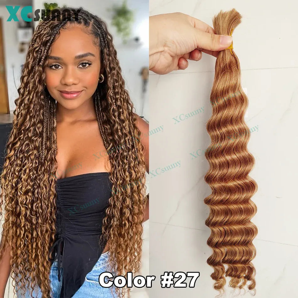 Bulk Human Hair For Braiding Deep Wave Bulk Hair For Boho Braids Double Drawn Bulk Human Hair Bundles Wholesale