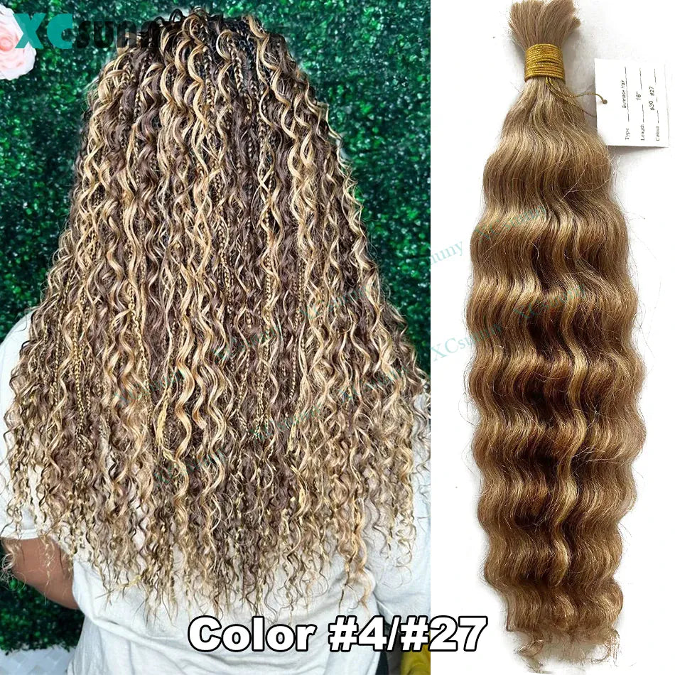 Bulk Human Hair For Braiding Deep Wave Bulk Hair For Boho Braids Double Drawn Bulk Human Hair Bundles Wholesale