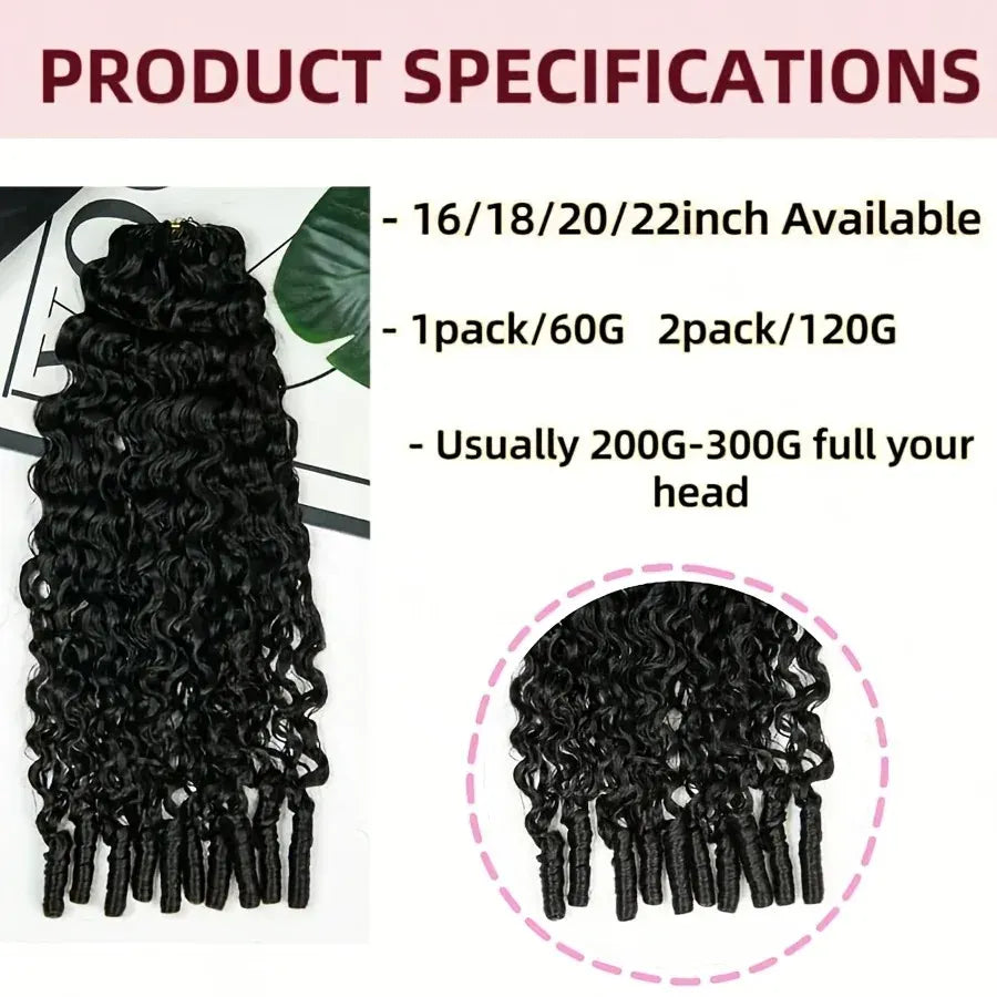 Burmese Curly Crochet Human Hair 26inch 300g Knotless Pre-Separated Feather Human Crochet Hair Lightweight Reusable Remy Hair Extensions With Spiral Curl for Women Natural Black Color