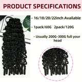 Burmese Curly Crochet Human Hair 26inch 300g Knotless Pre-Separated Feather Human Crochet Hair Lightweight Reusable Remy Hair Extensions With Spiral Curl for Women Natural Black Color