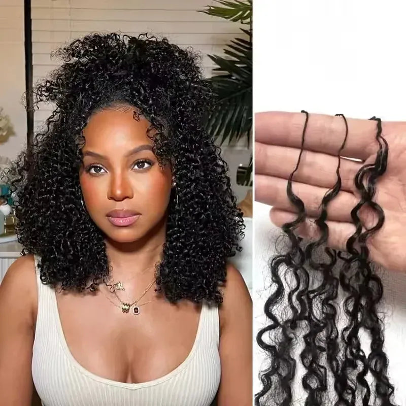 Burmese Curly Crochet Human Hair 26inch 300g Knotless Pre-Separated Feather Human Crochet Hair Lightweight Reusable Remy Hair Extensions With Spiral Curl for Women Natural Black Color