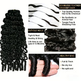 Burmese Curly Crochet Human Hair 26inch 300g Knotless Pre-Separated Feather Human Crochet Hair Lightweight Reusable Remy Hair Extensions With Spiral Curl for Women Natural Black Color