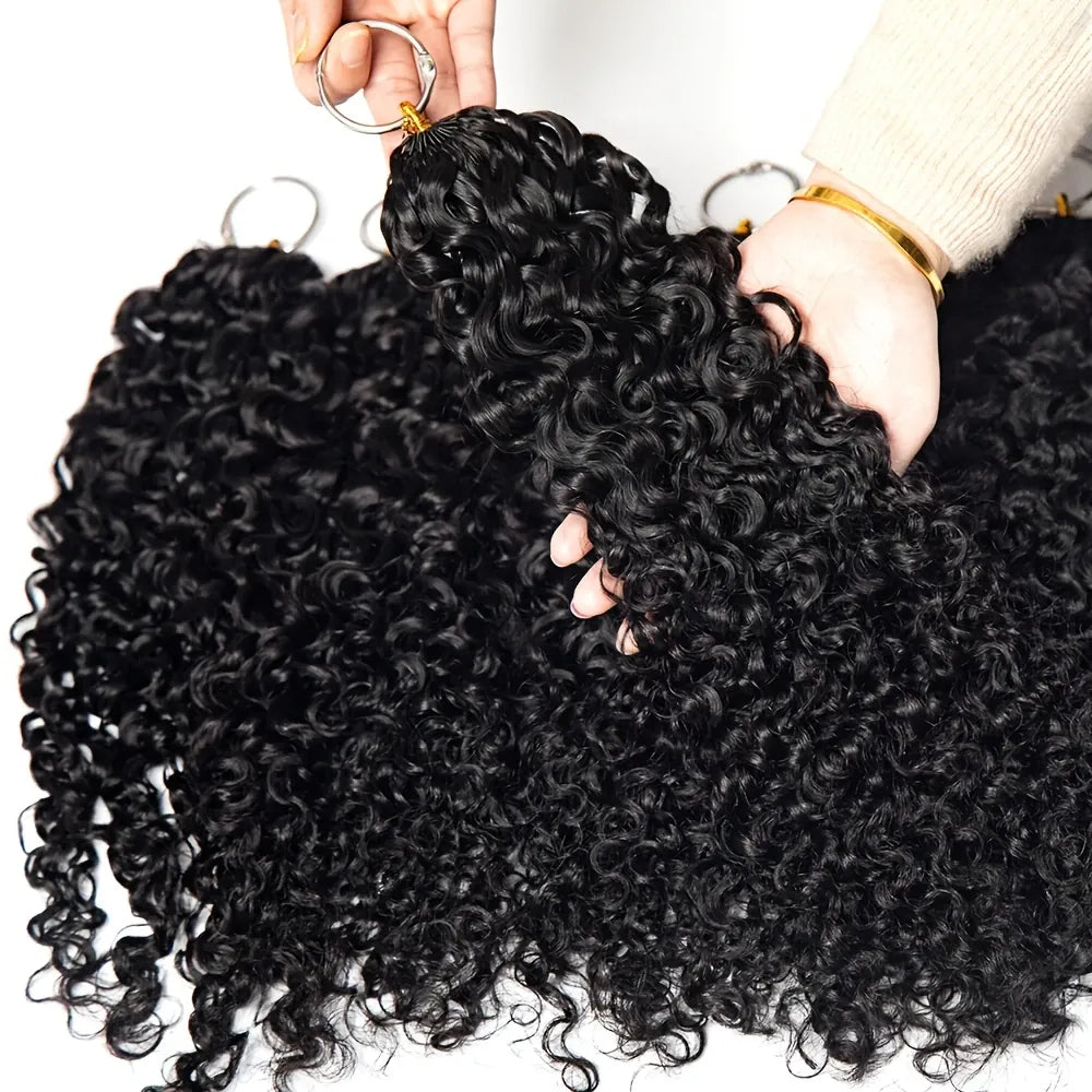 Burmese Curly Human Hair Extensions Boho Braided Pre-Looped Feather Crochet Hair with Miracle Knots Spiral Curly Hair for Braids