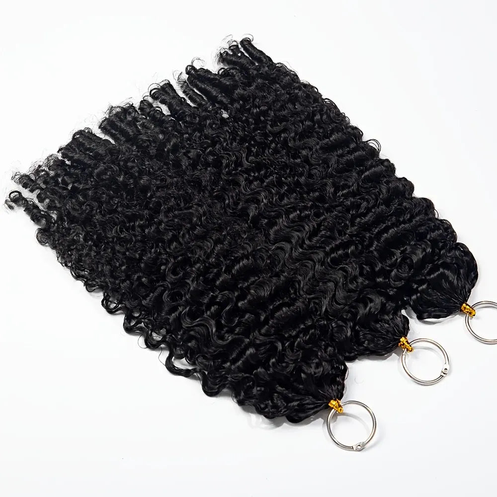 Burmese Curly Human Hair Extensions Boho Braided Pre-Looped Feather Crochet Hair with Miracle Knots Spiral Curly Hair for Braids