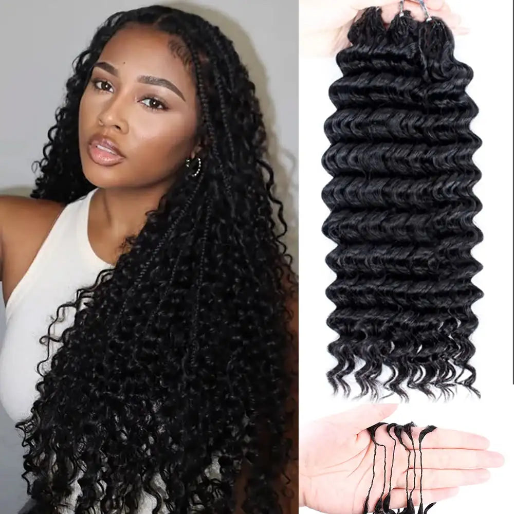 Burmese Curly Kinky Curly Miracle Knots Feather Crochet Human Hair Raw Hair Deep Wave Double Drawn Vietnamese Boho Braids Crochet Human Hair Bundles