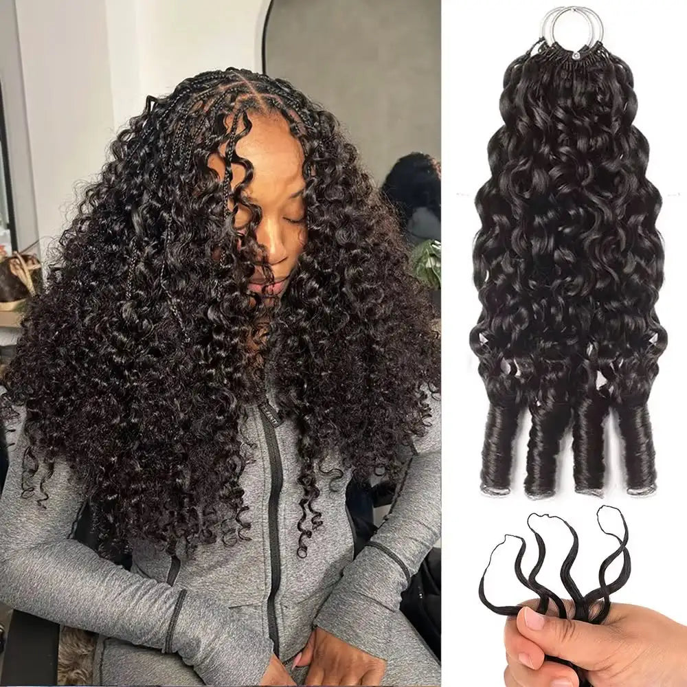 Burmese Curly Kinky Curly Miracle Knots Feather Crochet Human Hair Raw Hair Deep Wave Double Drawn Vietnamese Boho Braids Crochet Human Hair Bundles