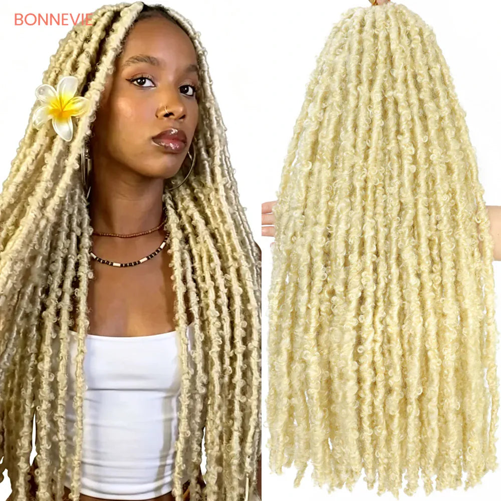 Butterfly Locs Crochet Hair Pre-Looped Natural Black Distressed Locs Crochet Braids New Styles Faux Locs  Briaiding Synthetic