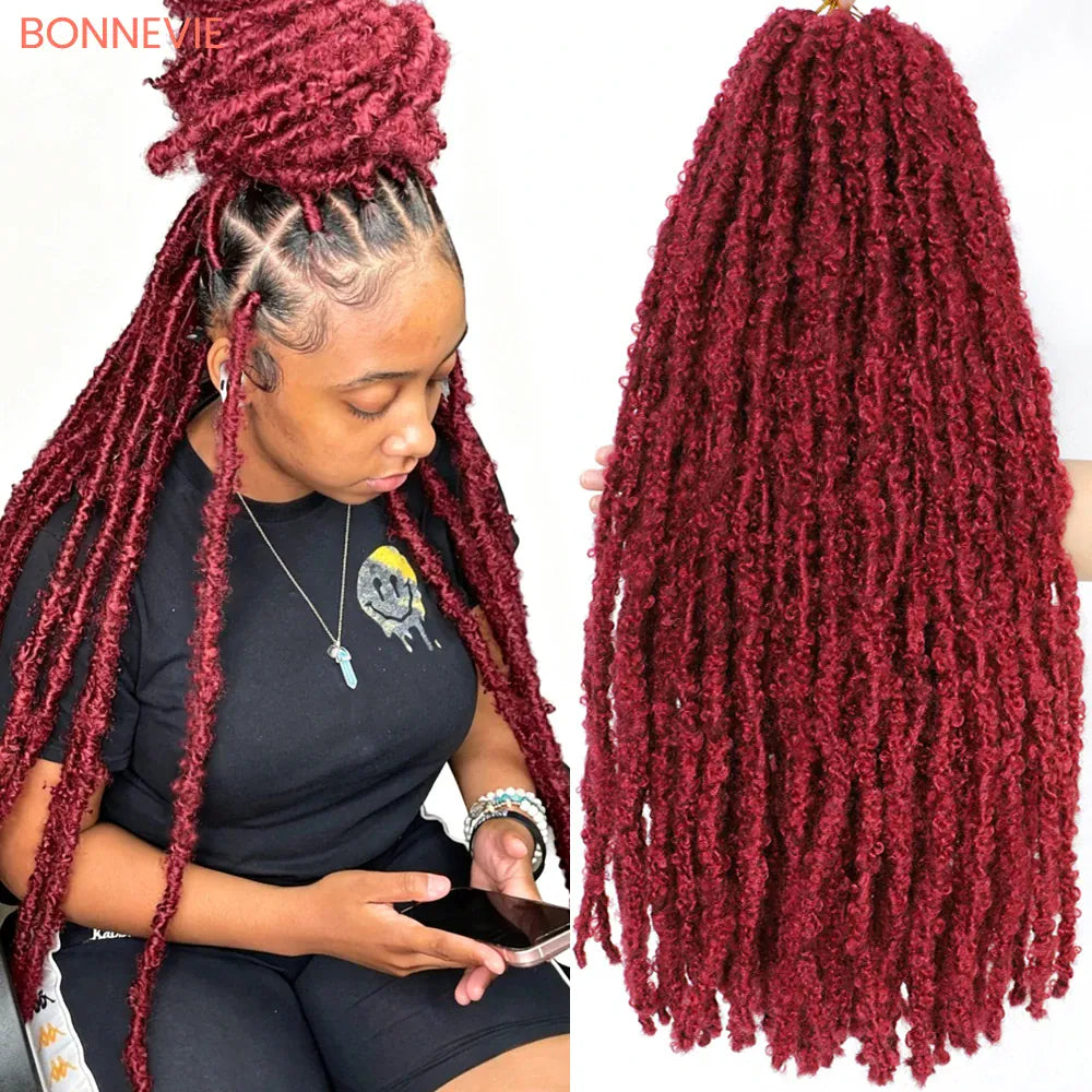 Butterfly Locs Crochet Hair Pre-Looped Natural Black Distressed Locs Crochet Braids New Styles Faux Locs  Briaiding Synthetic