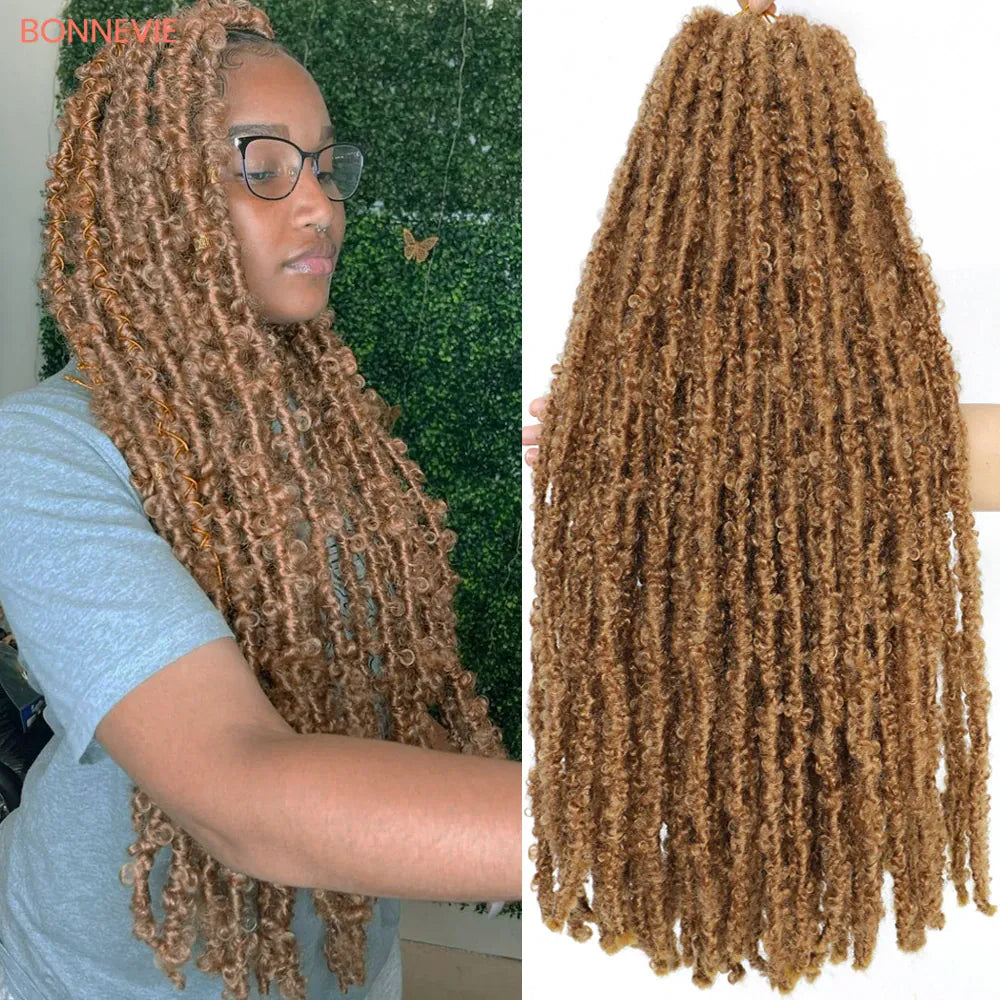 Butterfly Locs Crochet Hair Pre-Looped Natural Black Distressed Locs Crochet Braids New Styles Faux Locs  Briaiding Synthetic
