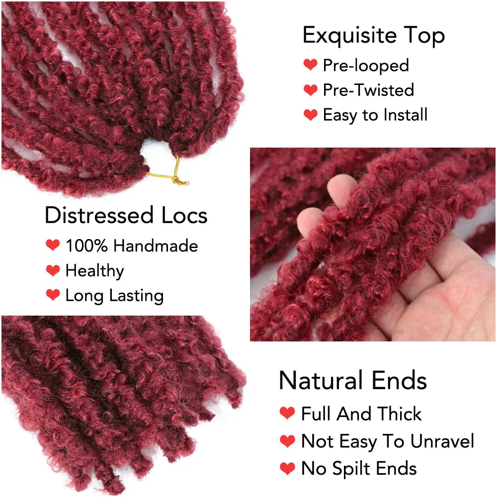 Butterfly Locs Crochet Hair Pre-Looped Natural Black Distressed Locs Crochet Braids New Styles Faux Locs  Briaiding Synthetic