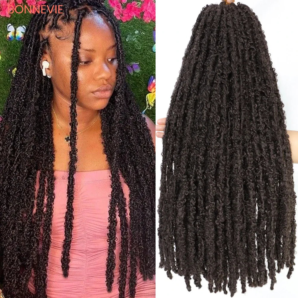 Butterfly Locs Crochet Hair Pre-Looped Natural Black Distressed Locs Crochet Braids New Styles Faux Locs  Briaiding Synthetic