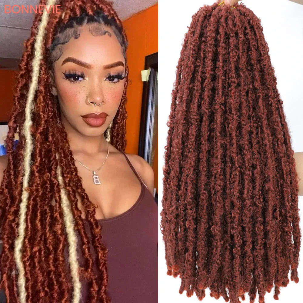 Butterfly Locs Crochet Hair Pre-Looped Natural Black Distressed Locs Crochet Braids New Styles Faux Locs  Briaiding Synthetic