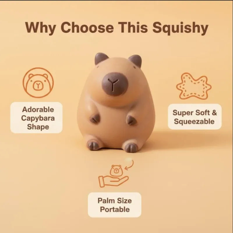 Capybara Squishy Fidget Toy, Soft Slow Rising Sensory Stress Relief Squeeze for Kids and Adults