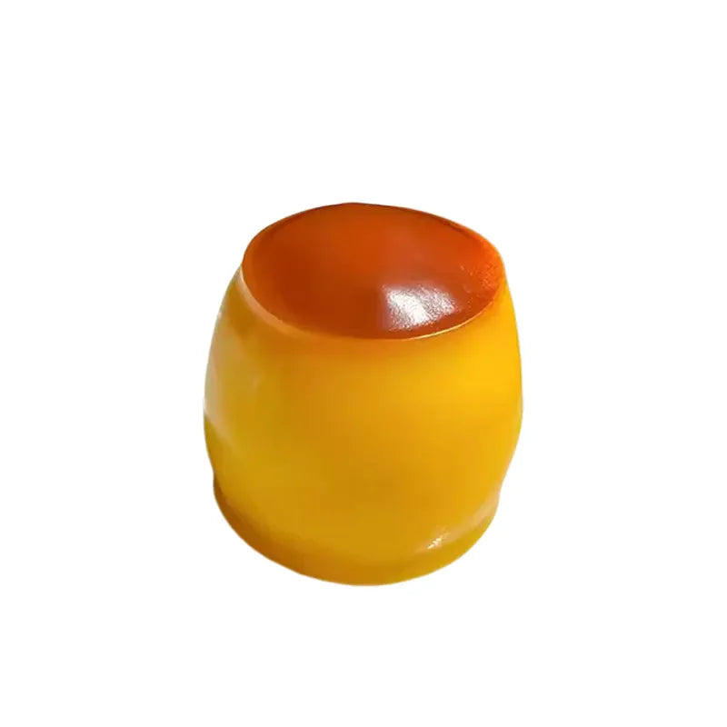 Caramel pudding-themed crunchy squishy fidget toy from HSF Marketplace, soft stress relief squeeze ball for sensory play.
