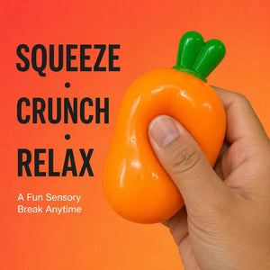 Carrot Crunchy Sound Squishy Fidget Toy, Filled Sensory Squeeze Stress Relief Toy