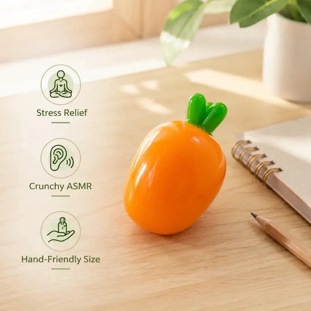 Carrot Crunchy Sound Squishy Fidget Toy, Filled Sensory Squeeze Stress Relief Toy