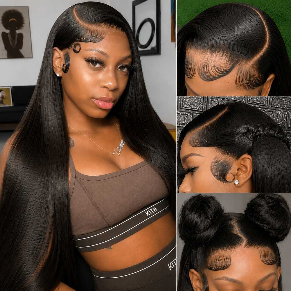 (Chailee) Brazilian Straight Virgin Human Hair 13"X6" HD Lace Frontal Wig, 180% Density, 16"-34" Inches
