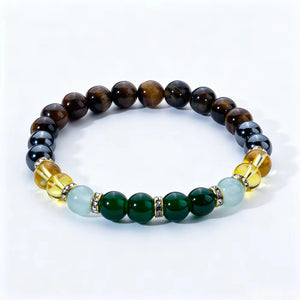 Chakra Balancing Bracelet - Tiger Eye, Green Aventurine & Citrine Healing Stones for Wealth & Positivity