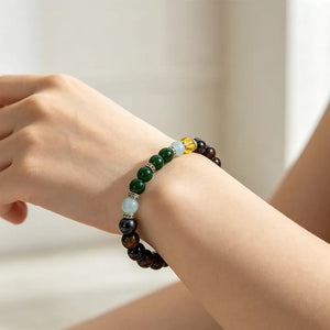 Chakra Balancing Bracelet - Tiger Eye, Green Aventurine & Citrine Healing Stones for Wealth & Positivity