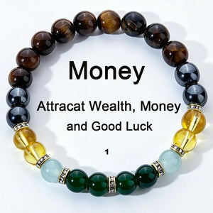 Chakra Balancing Bracelet - Tiger Eye, Green Aventurine & Citrine Healing Stones for Wealth & Positivity