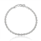 Charm 925 sterling silver Accessories Men 4MM 40-60cm 2PCS Rope Chain Necklace Bracelet Women Fashion Wedding Gift Jewelry