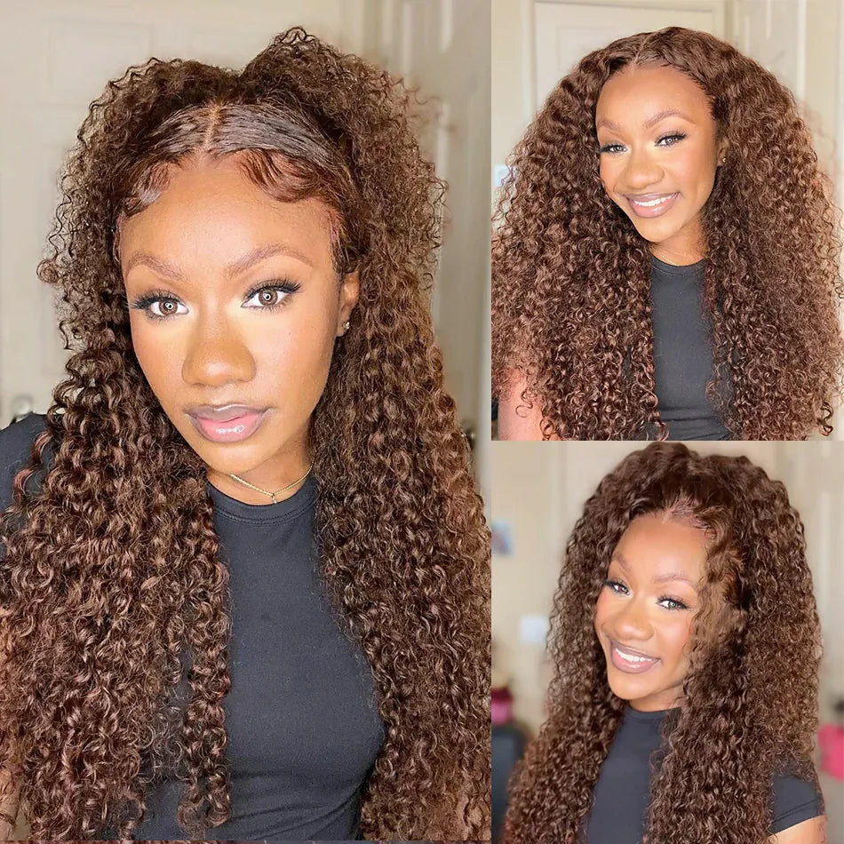 Chocolate Brown 40 Inch Water Wave Curly Lace Front Wigs 13x4 13x6 HD Deep Wave Frontal Wig 5x5 Human Hair Wigs For Women