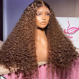Chocolate Brown 40 Inch Water Wave Curly Lace Front Wigs 13x4 13x6 HD Deep Wave Frontal Wig 5x5 Human Hair Wigs For Women