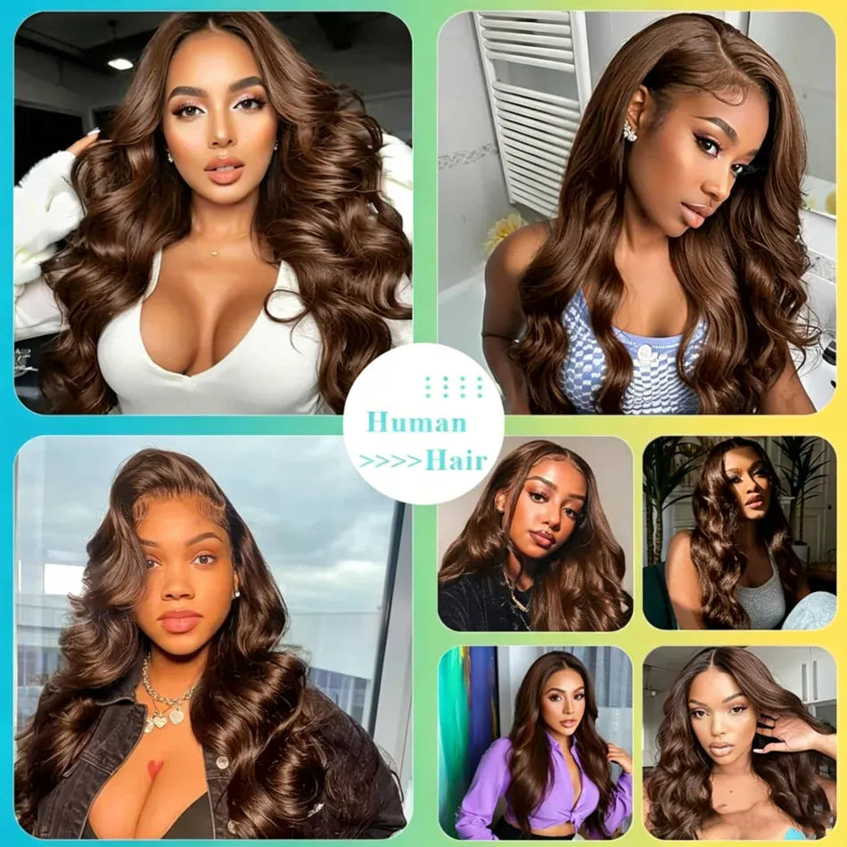 Chocolate Brown Body Wave Crochet Hair Boho Braids Miracle Knots Hair Human Crochet Hair  High Quality Pre-Separated Invisible Wet And Way Crochet Hair Extensions