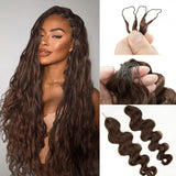 Chocolate Brown Body Wave Crochet Hair Boho Braids Miracle Knots Hair Human Crochet Hair  High Quality Pre-Separated Invisible Wet And Way Crochet Hair Extensions