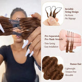 Chocolate Brown Body Wave Crochet Hair Boho Braids Miracle Knots Hair Human Crochet Hair  High Quality Pre-Separated Invisible Wet And Way Crochet Hair Extensions