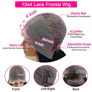Chocolate Brown Body Wave Human Hair 13x4, 13x6 HD Lace Front Wig 18-46 Inch, 180-200% Density
