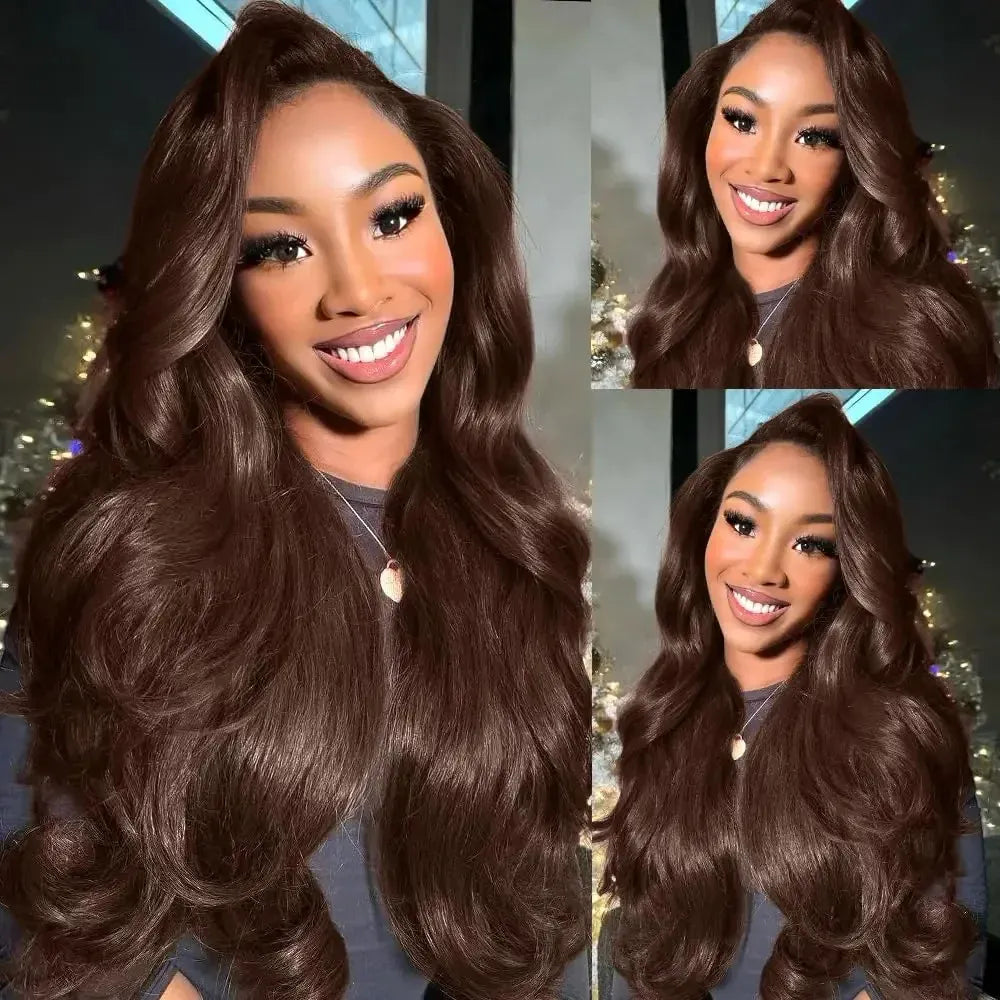 Chocolate Brown Body Wave Lace Front Wig Transparent 13x4 13x6 HD Lace Frontal Wigs 4x4 5x5 Lace Closure Colored Human Hair Wigs