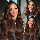 Chocolate Brown Body Wave Lace Front Wig Transparent 13x4 13x6 HD Lace Frontal Wigs 4x4 5x5 Lace Closure Colored Human Hair Wigs