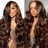 Chocolate Brown Body Wave Lace Front Wig Transparent 13x4 13x6 HD Lace Frontal Wigs 4x4 5x5 Lace Closure Colored Human Hair Wigs