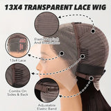 Chocolate Brown Body Wave Lace Front Wigs Human Hair Frontal Lace Wigs 220 Density 30 Inch 13x6 HD Transparent Lace Human Wigs